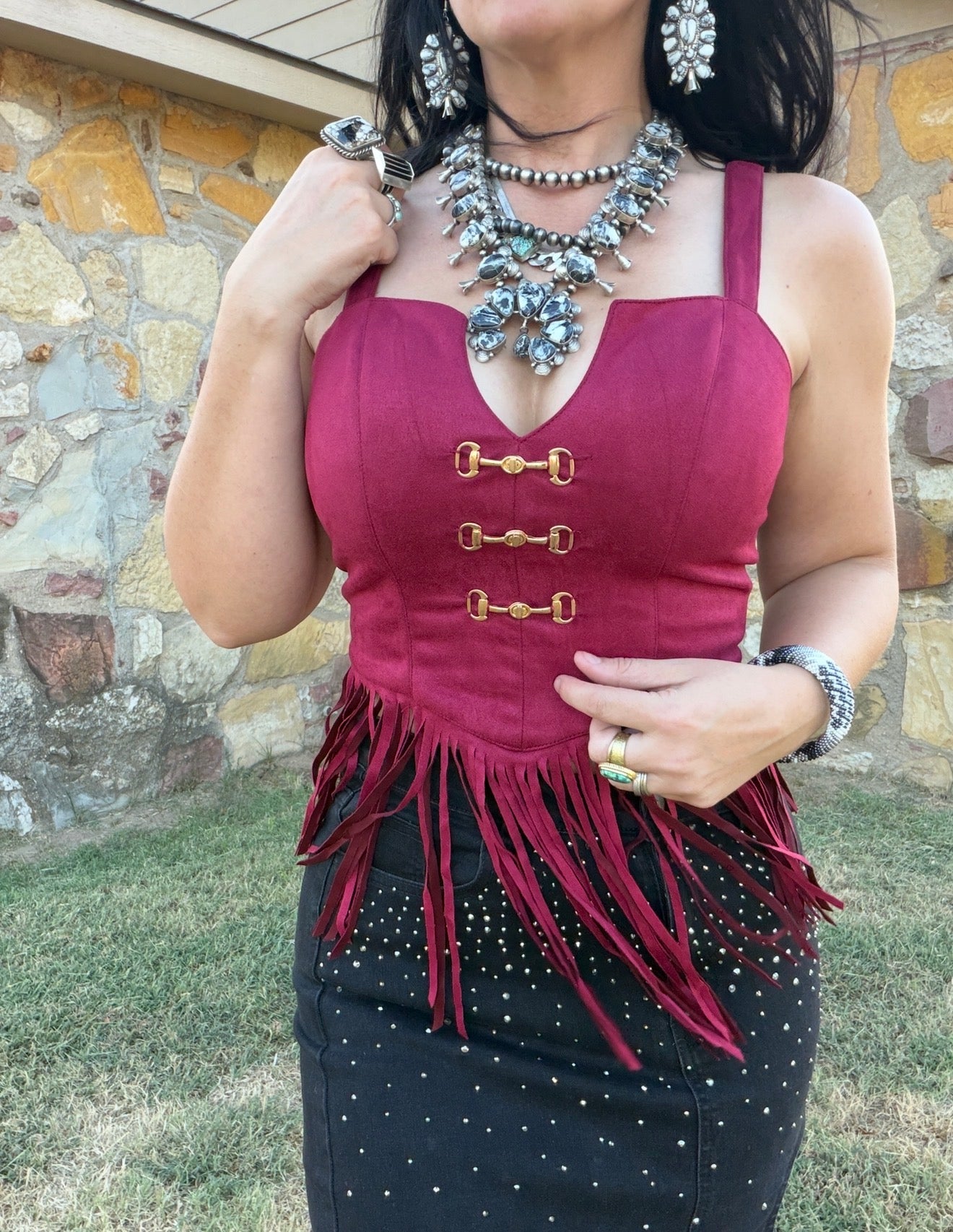 Kenzi Snaffle Bit Tank in Crimson