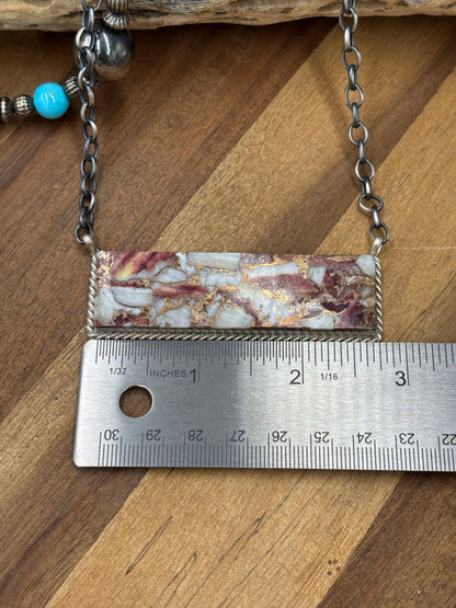 Spiny Bronze Mojave #917-49F XL Bar Necklace by Brandon Etcitty, Navajo