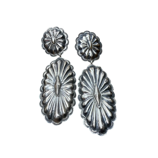 Sterling Silver Concho Earrings by Rita Lee, Navajo