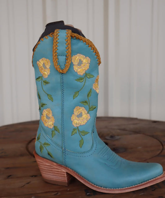 Liberty Black Turquoise Flower Boot Sizes 6.5, 9.5, 10, 10.5