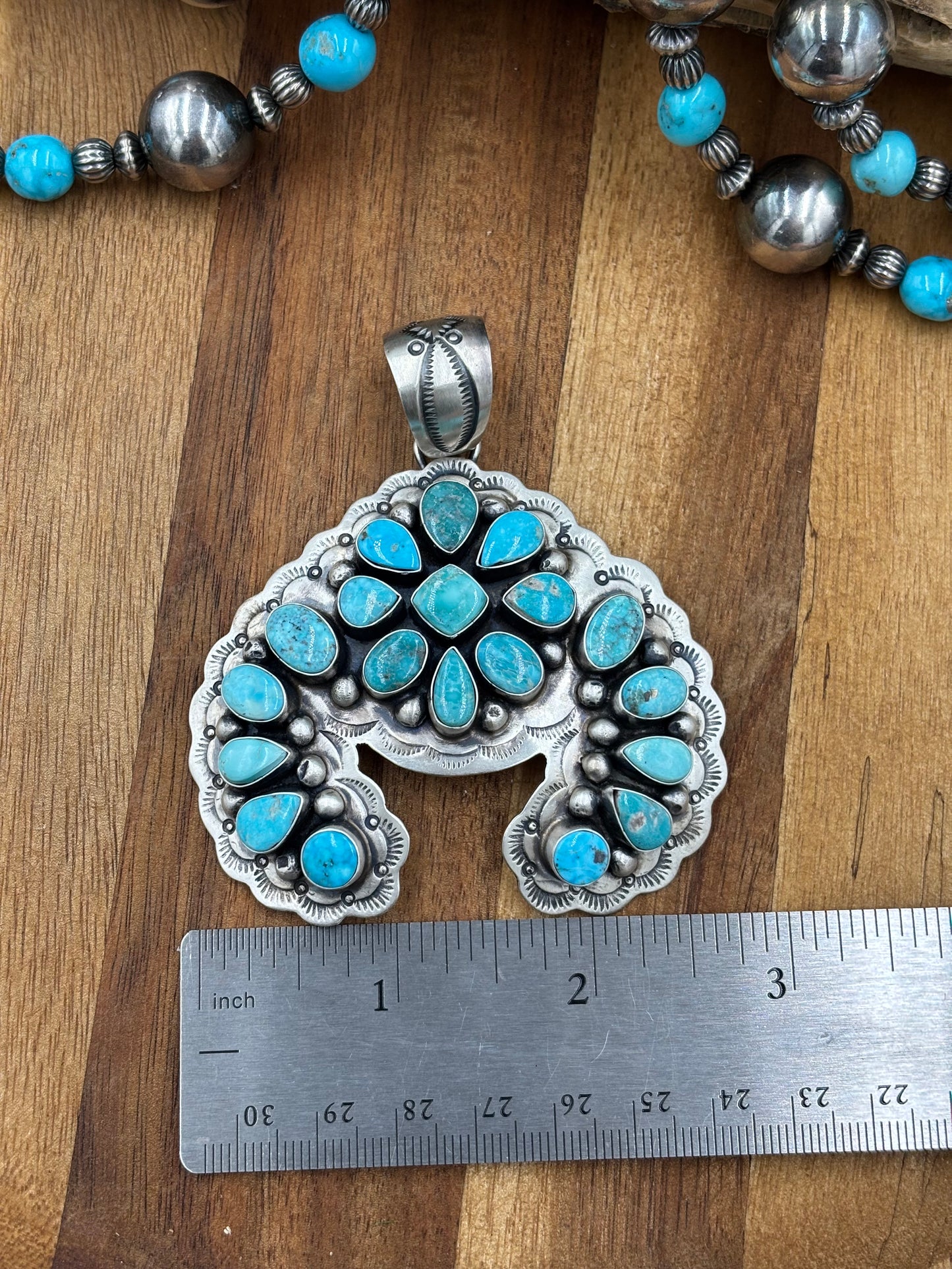 Turquoise Cluster Naja Pendant by Cordell Platero, Navajo