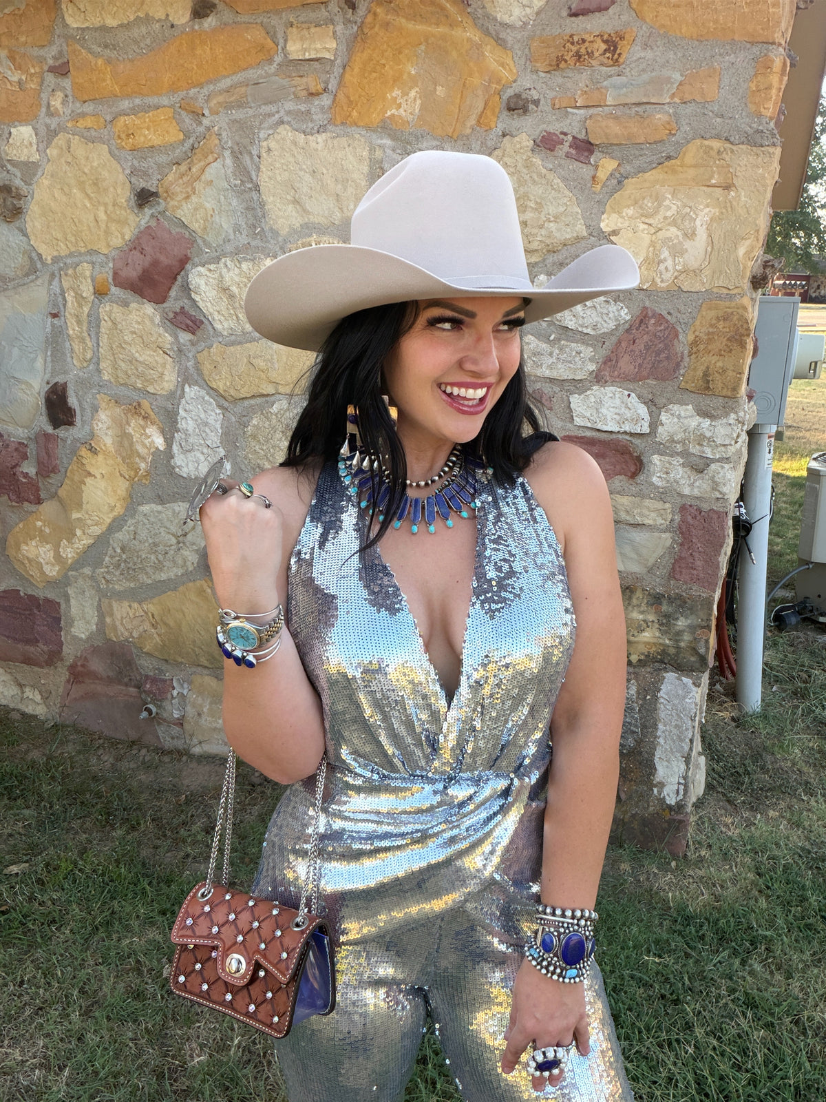 Silver Stardust HalterTop Jumpsuit