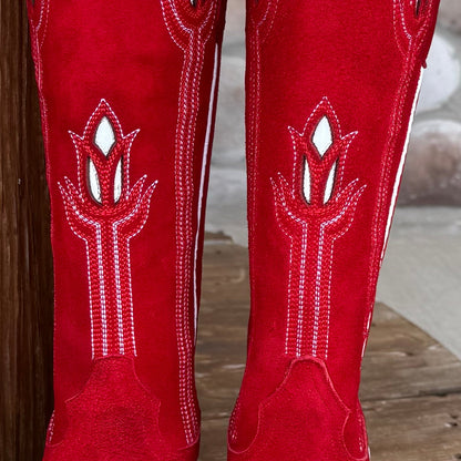 Signature Turquoise Reata Boot – The Valentina Roja Red Suede Tulip Top Snip Toe Boot