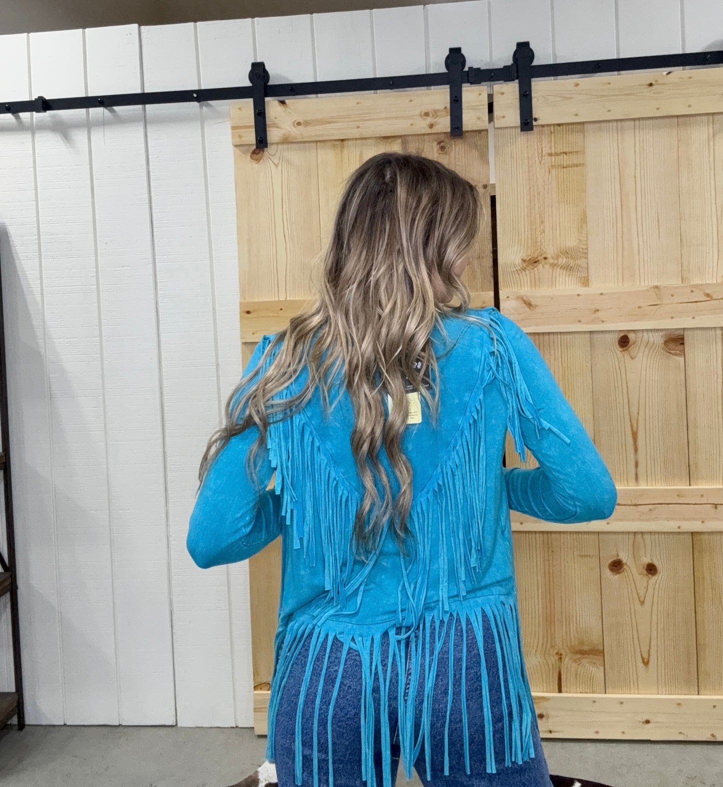 The Jaci Turquoise Fringe Cardigan