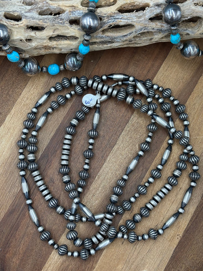 60" Sterling Silver Pearls #922-7 Necklace 10mm Mixed Sizes