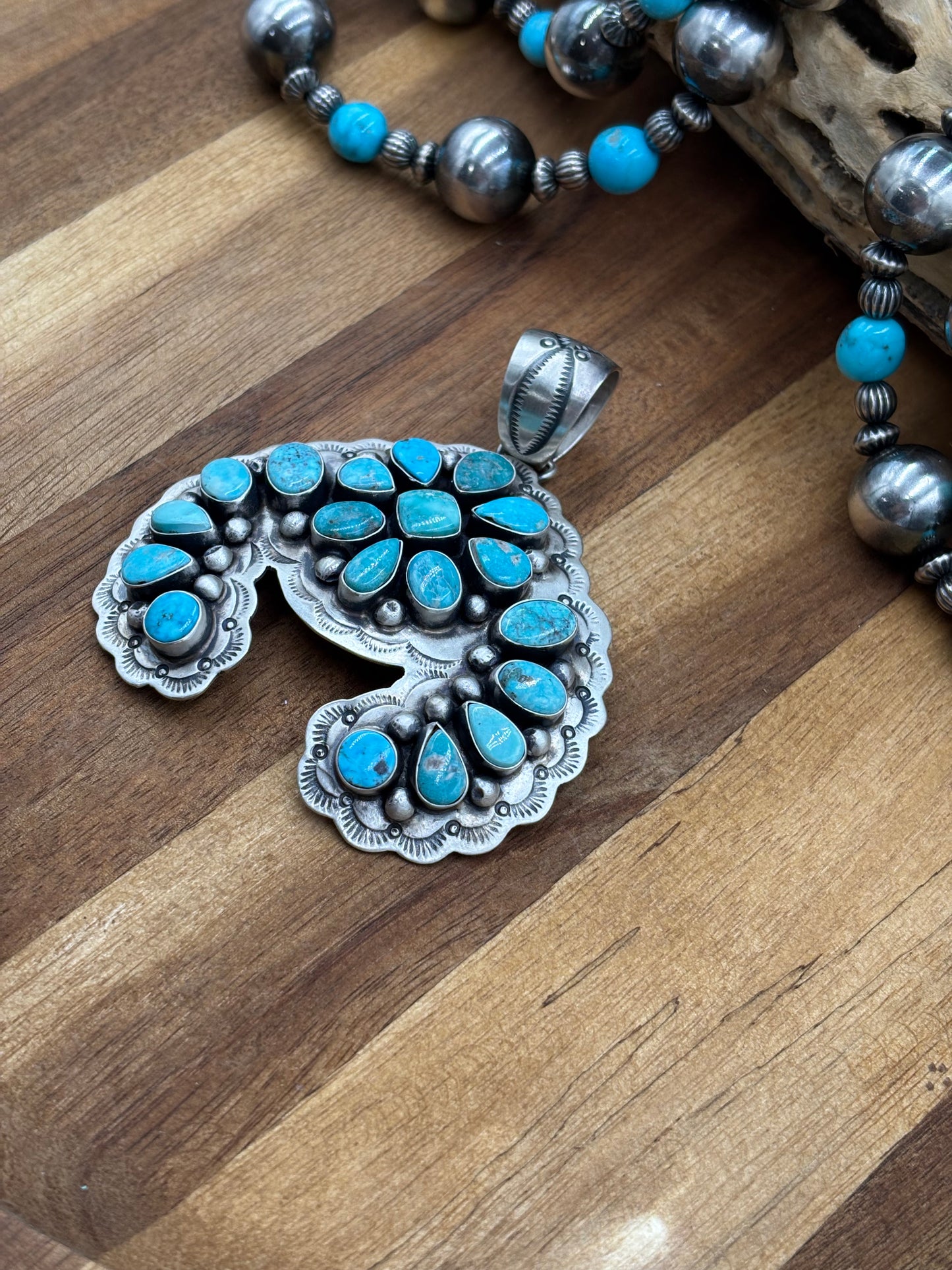 Turquoise Cluster Naja Pendant by Cordell Platero, Navajo