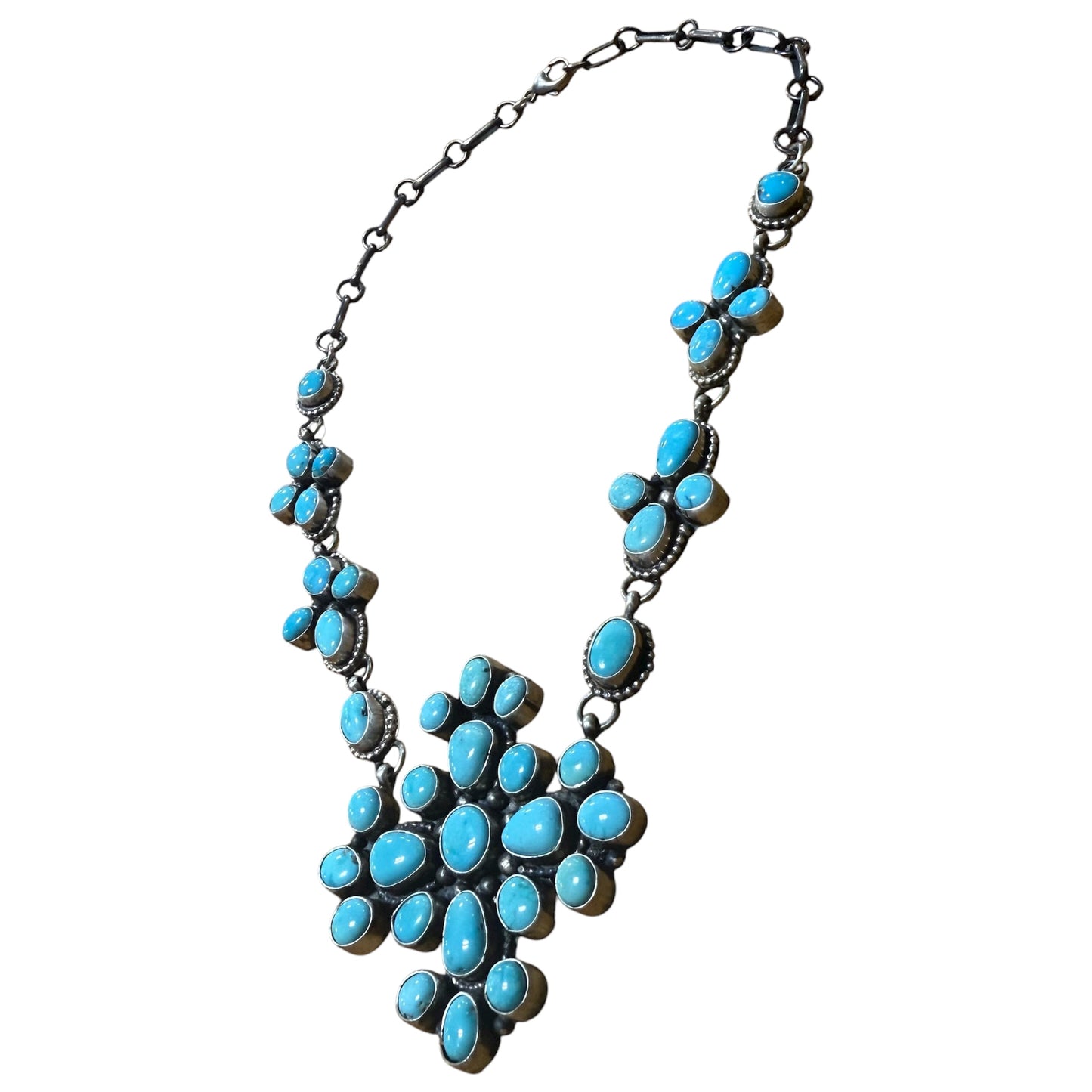Turquoise Cross Necklace By Ella Peters, Navajo