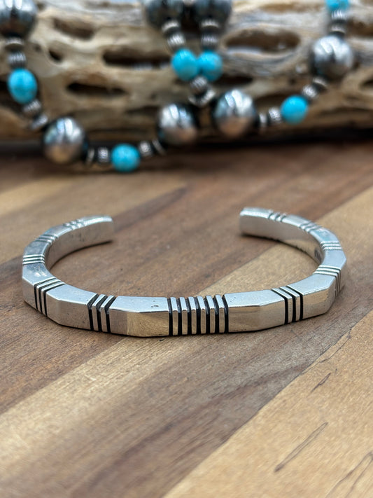 Silver Cuff #911-21 by Konnie Henry, Navajo