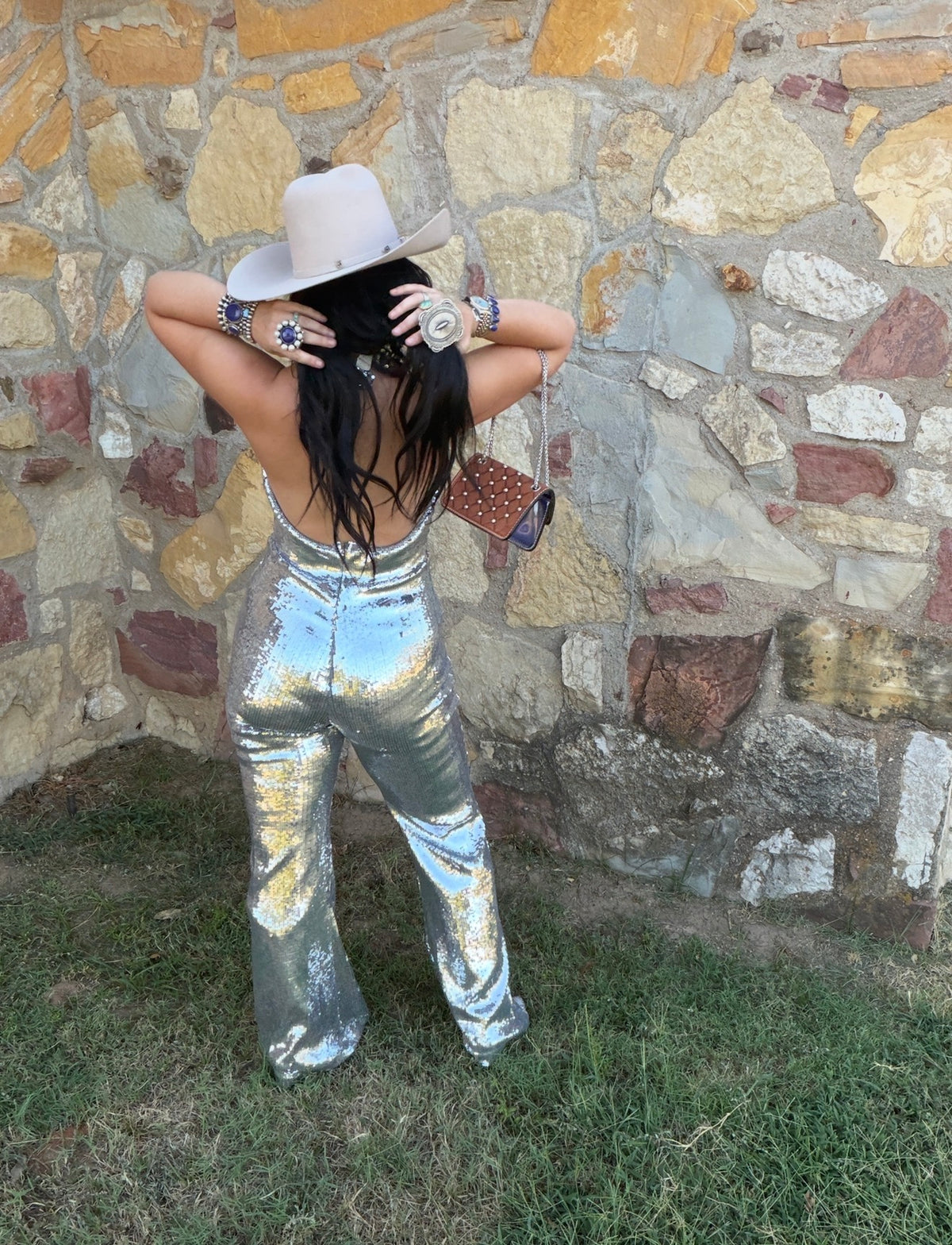 Silver Stardust HalterTop Jumpsuit