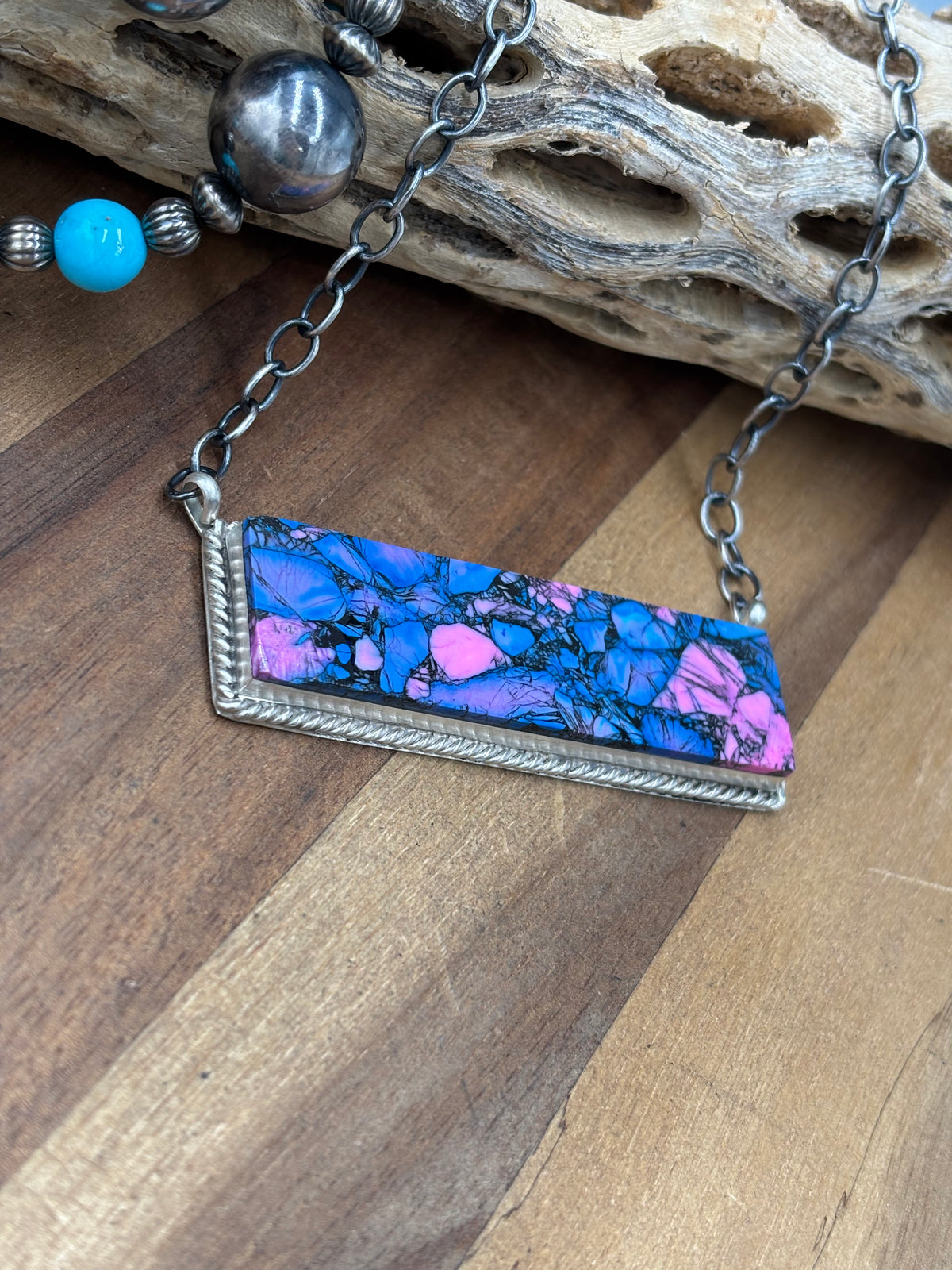 Monarch Mojave #917-44B XL Bar Necklace by Brandon Etcitty, Navajo