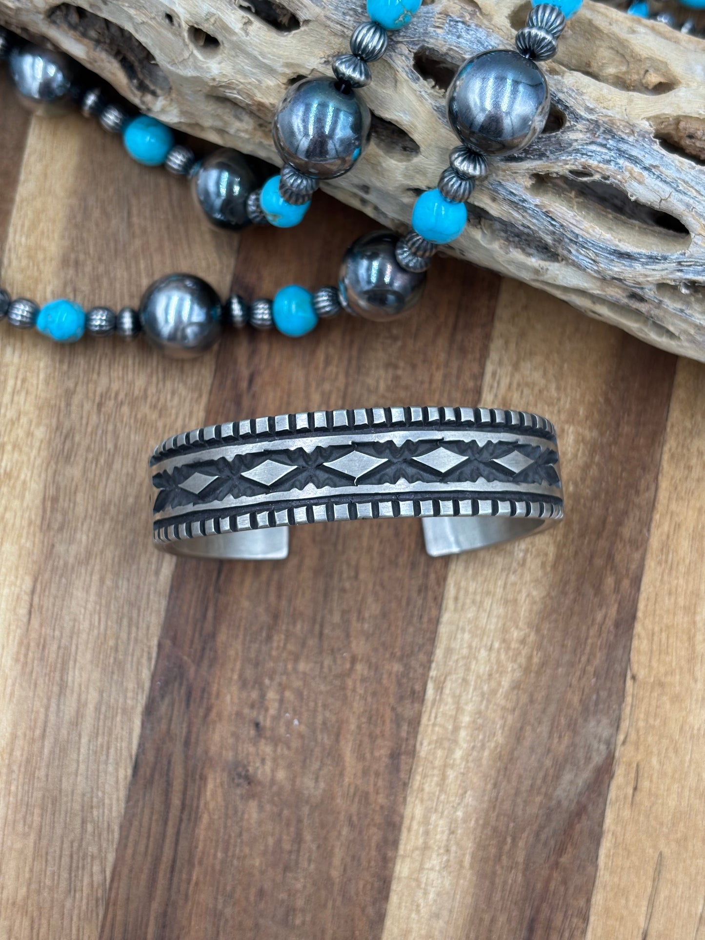 All Silver Cuff #3 by Jerald Tahe, Navajo