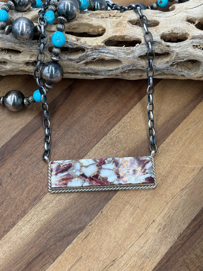 Spiny Bronze Mojave #917-49A XL Bar Necklace by Brandon Etcitty, Navajo