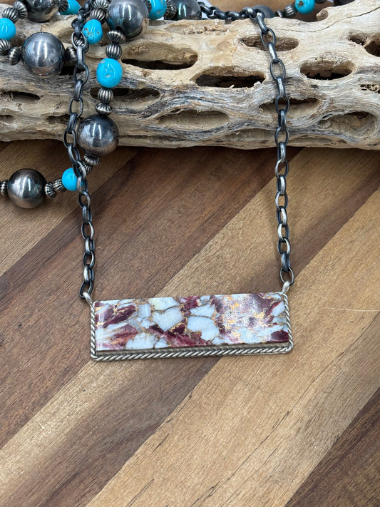 Spiny Bronze Mojave #917-49A XL Bar Necklace by Brandon Etcitty, Navajo