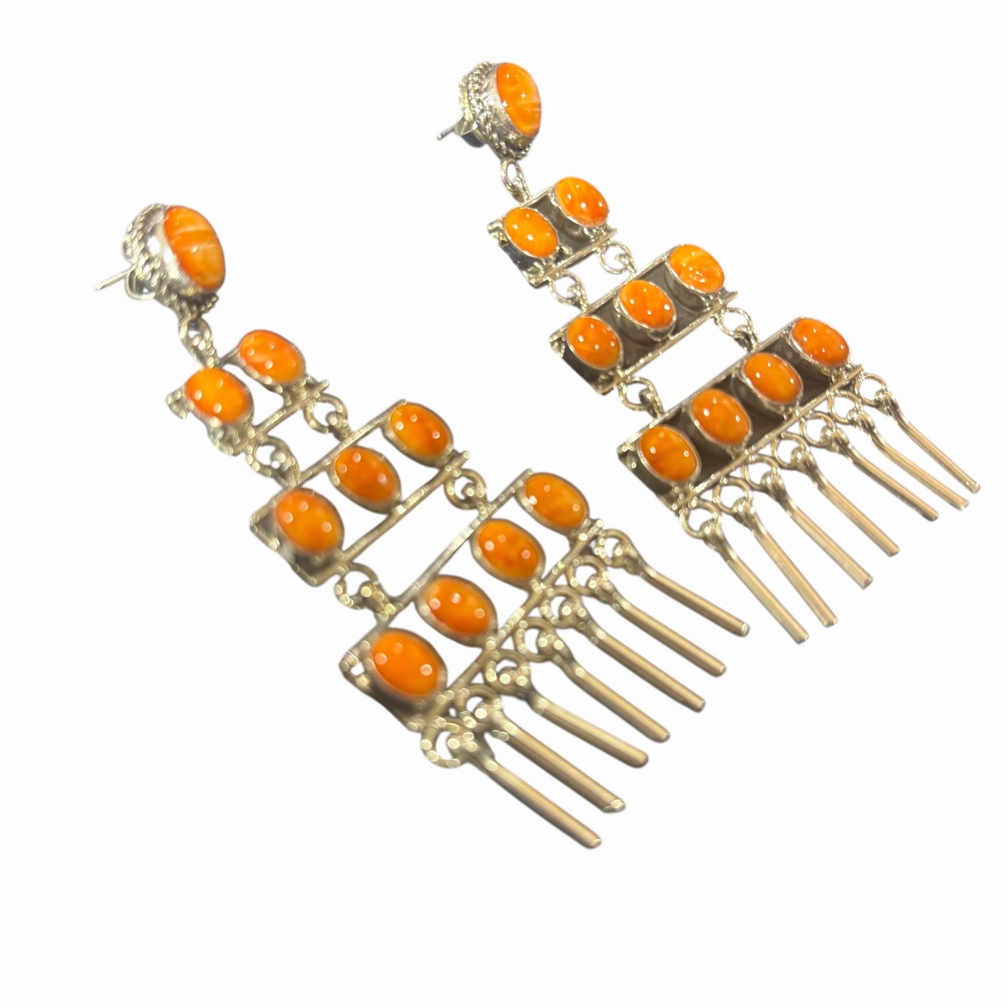 Orange Spiny Oyster Chandelier Earrings