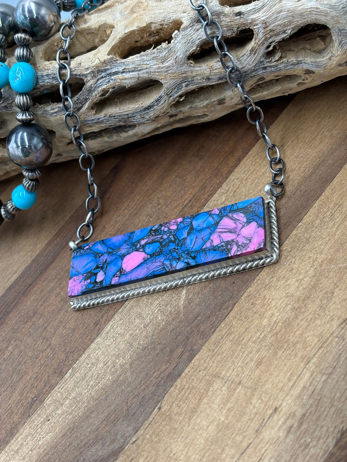 Monarch Mojave #917-44B XL Bar Necklace by Brandon Etcitty, Navajo