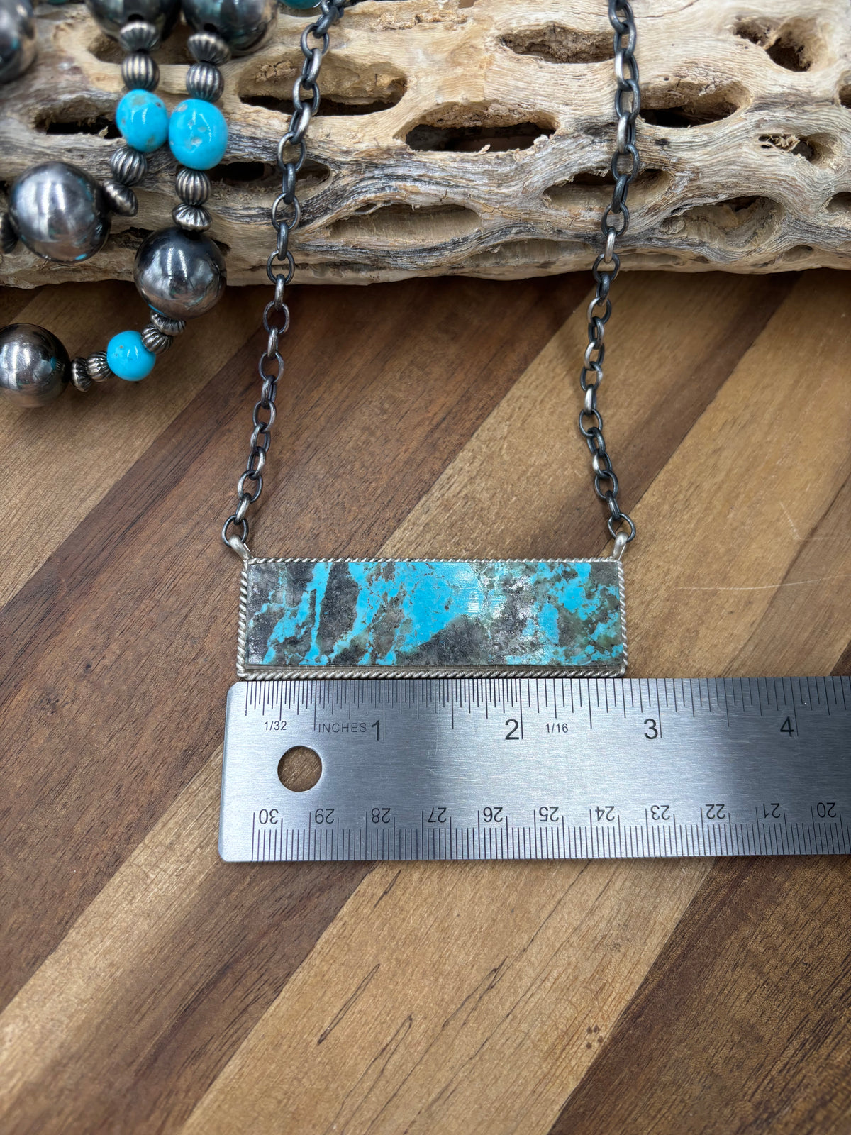Mine #8 #917-48 XL Bar Necklace by Brandon Etcitty, Navajo