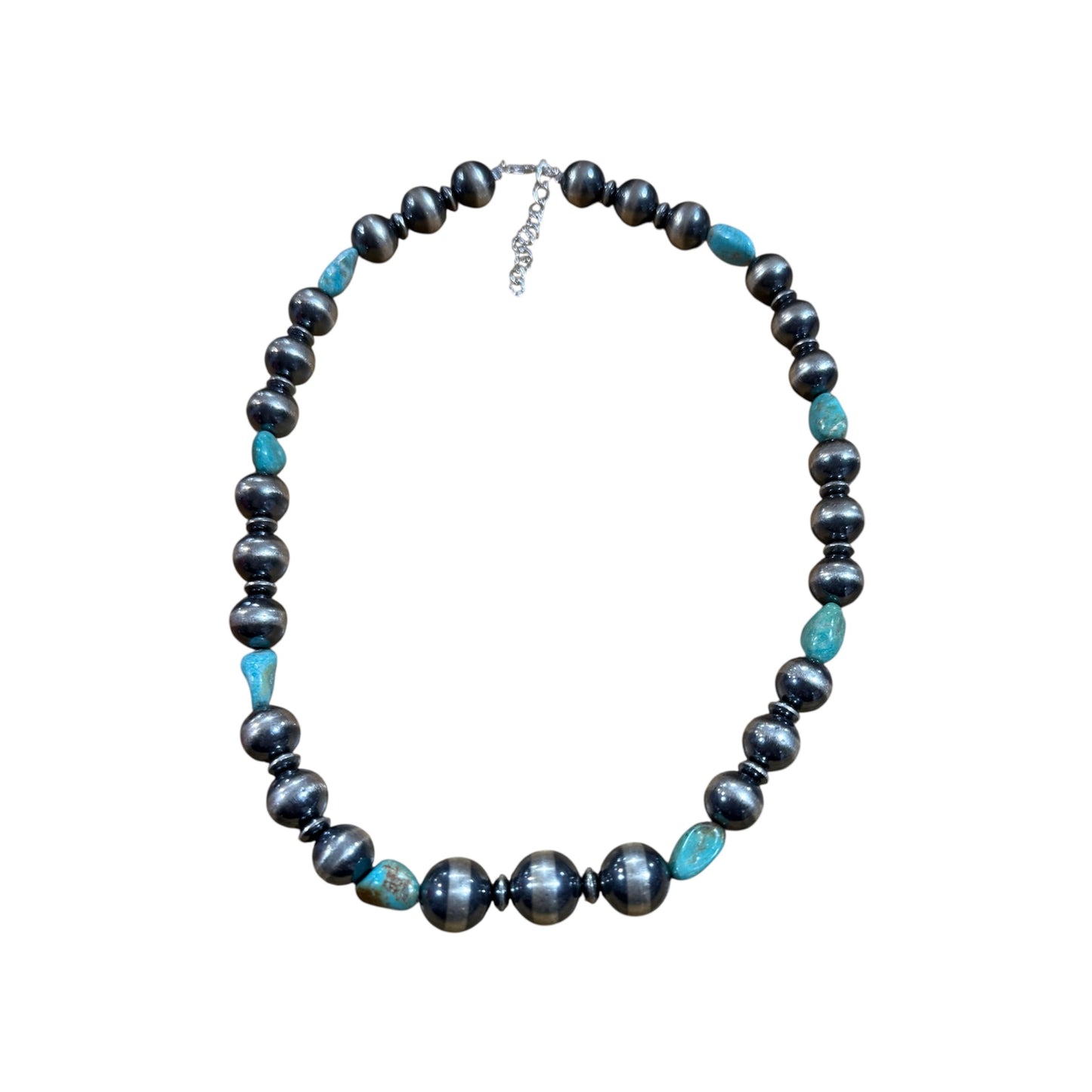 18" Red River Turquoise and Pearl Necklace