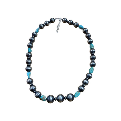 18" Red River Turquoise and Pearl Necklace
