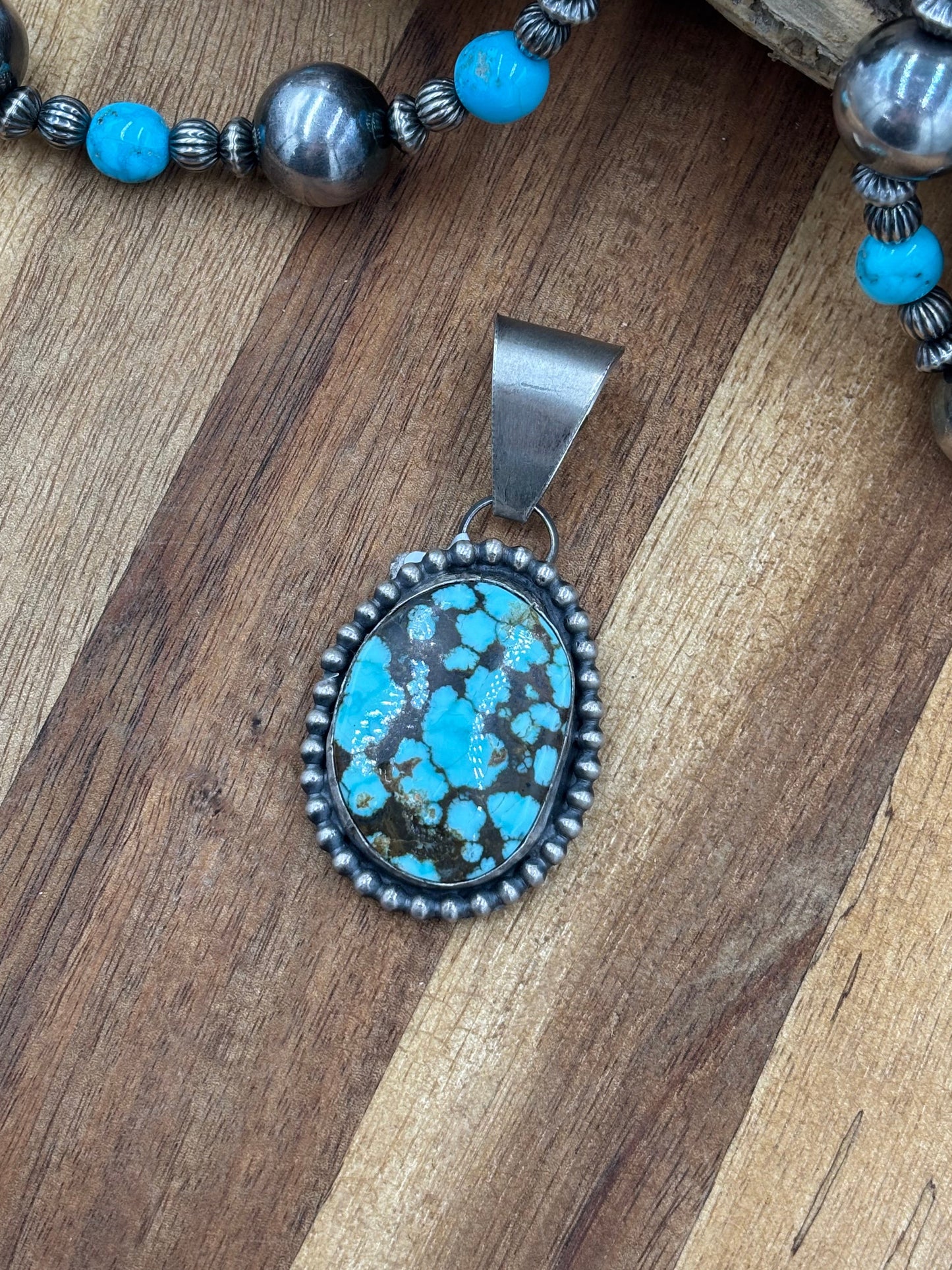 Turquoise Pendant Dotted Border