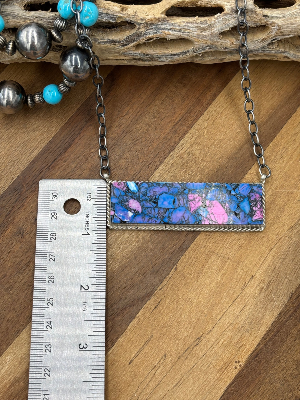 Monarch Mojave #917-44D XL Bar Necklace by Brandon Etcitty, Navajo