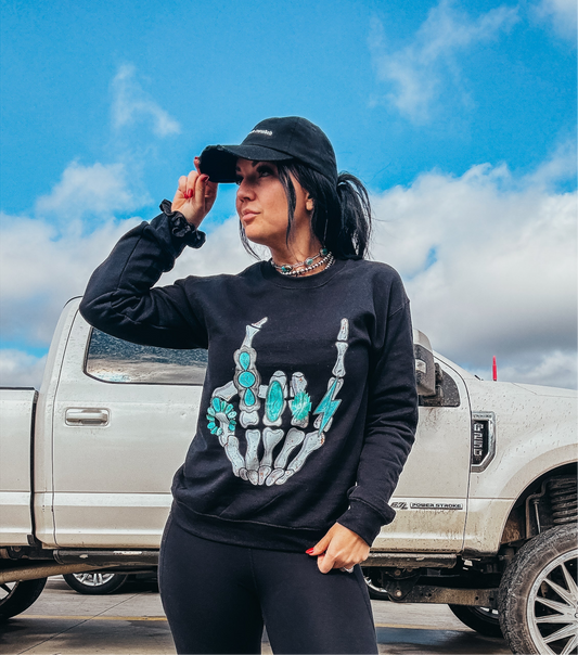 Rock On Turquoise Crewneck