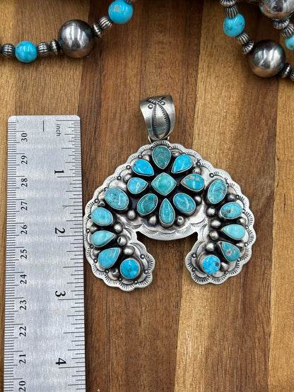 Turquoise Cluster Naja Pendant by Cordell Platero, Navajo