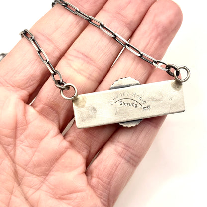 18" Orange Spiny Oyster Stamped Bar Necklace Native Made by Danny Henio