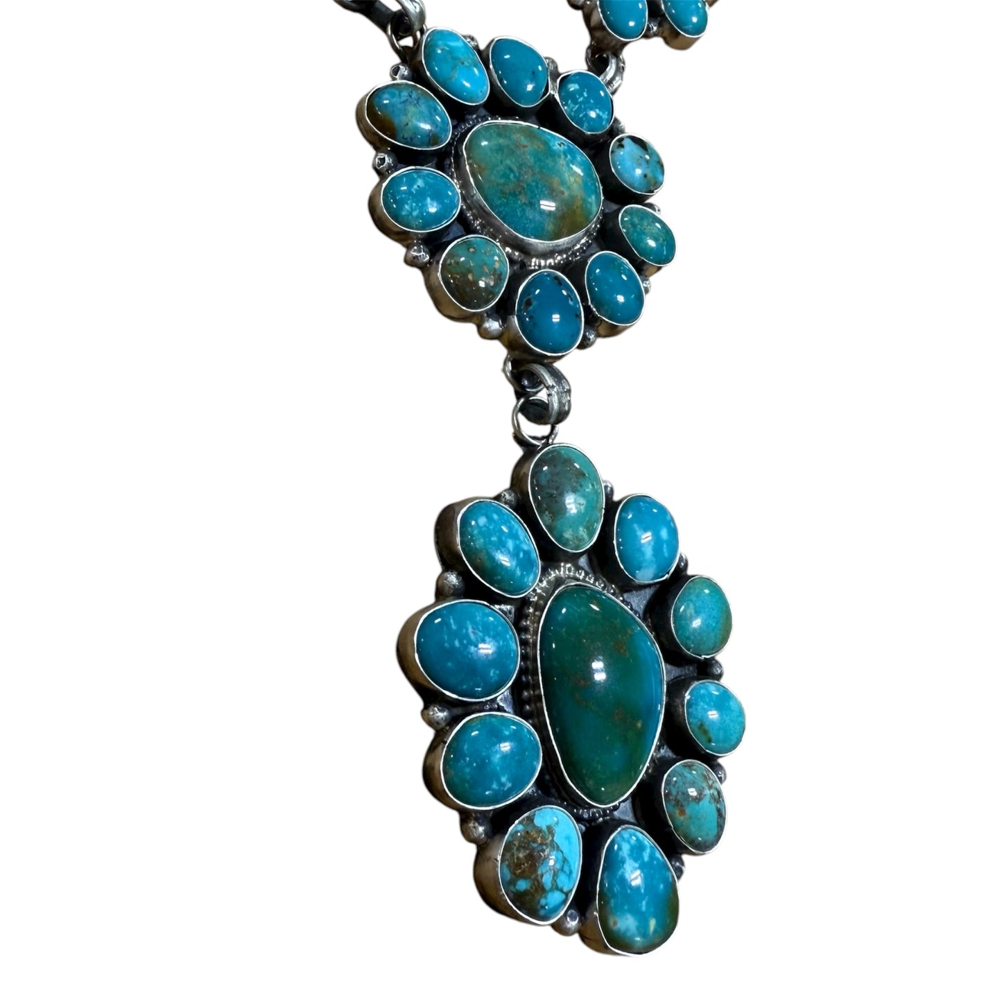 Turquoise Cluster Statement Necklace by Artist Ella Peters, Navajo