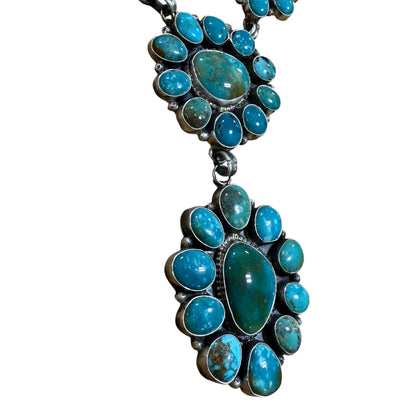 Turquoise Cluster Statement Necklace by Artist Ella Peters, Navajo