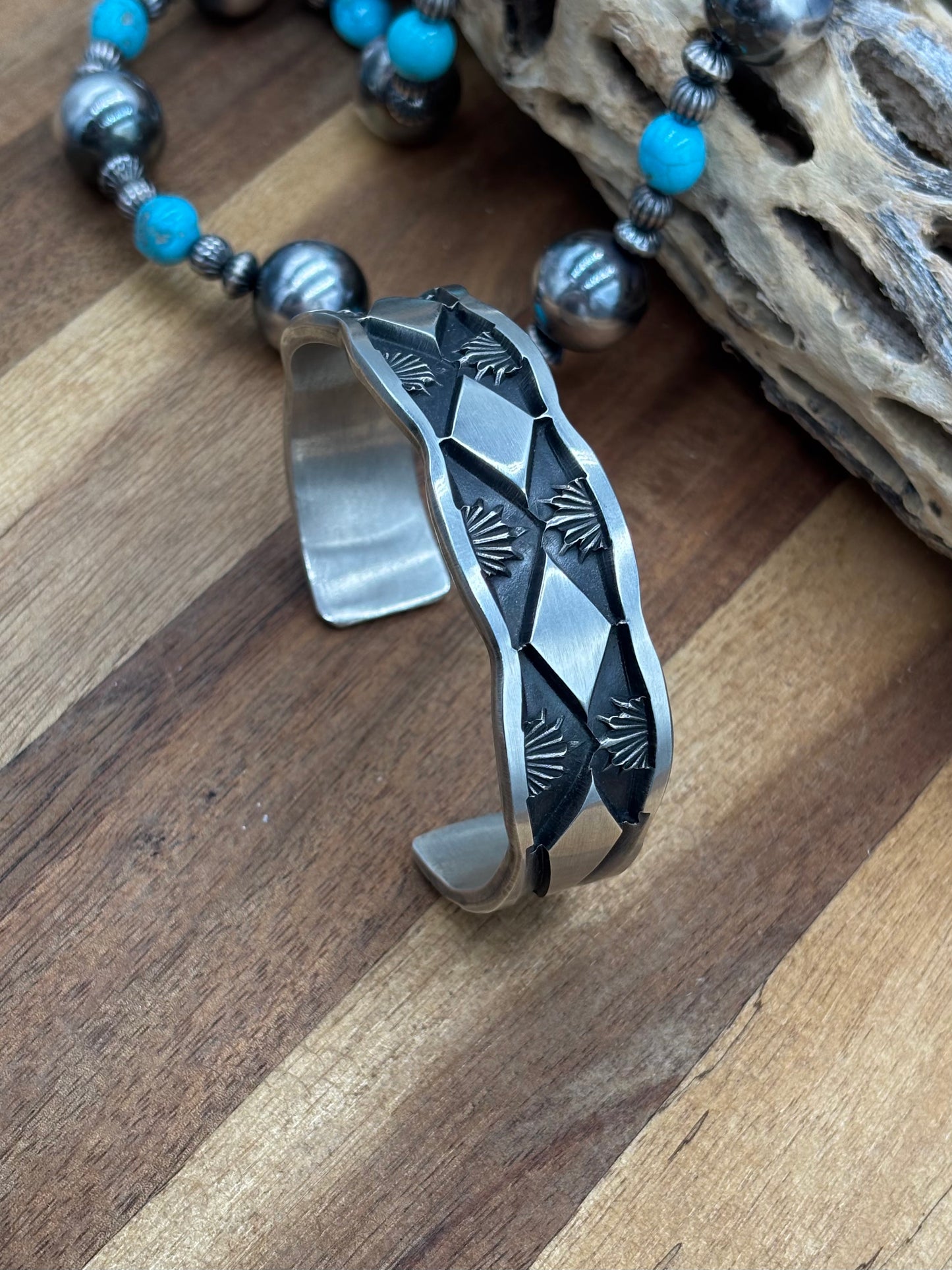 All Silver Cuff #1 by Jerald Tahe, Navajo