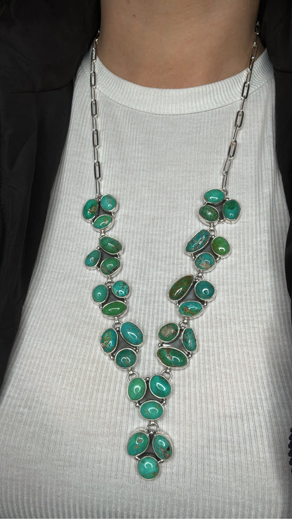 Turquoise Lariat Cluster Necklace