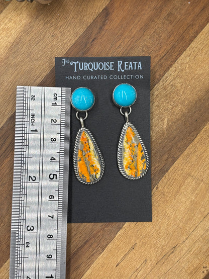 Bumble Bee Jasper #831-8 & Turquoise Earrings by Gabriel Jurardo