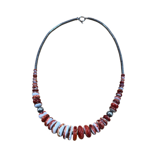 22" Red Spiny Oyster Necklace