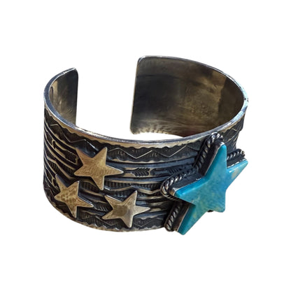 Kingman Star cuff by Sunshine Reeves, Navajo
