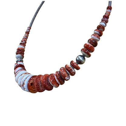 22" Red Spiny Oyster Necklace