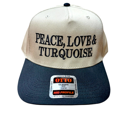 Peace Love and Turquoise Cap