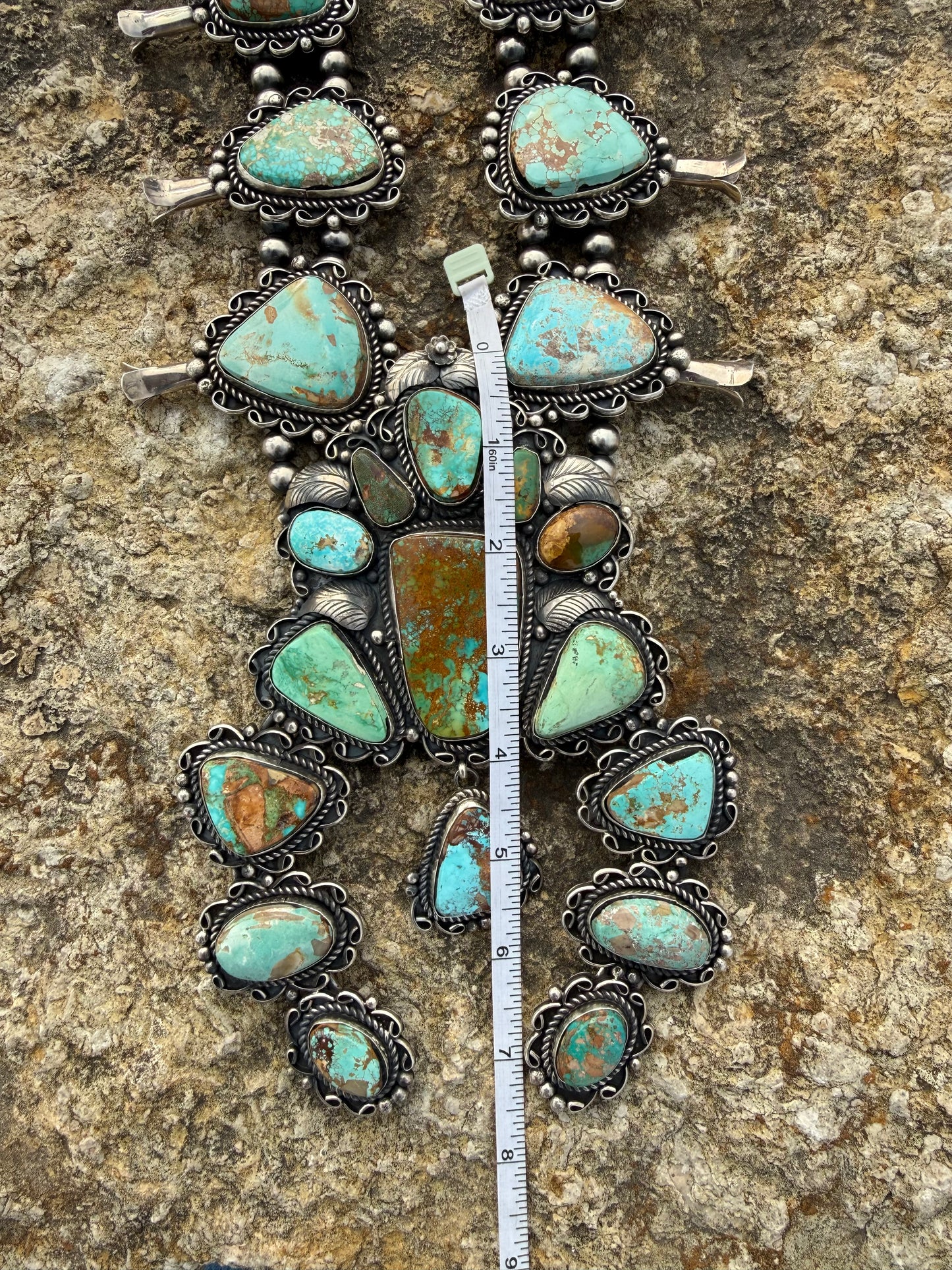 One of a Kind C Yazzie Giant Royston Squash Blossom