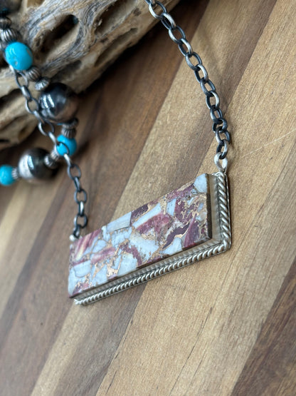 Spiny Bronze Mojave #917-49F XL Bar Necklace by Brandon Etcitty, Navajo
