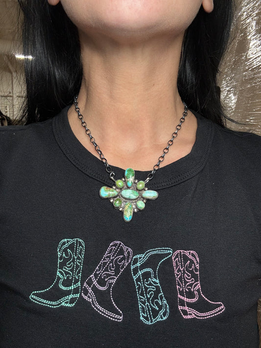 Sonoran Gold #917-52 Cluster Necklace by Wilson Dawes, Navajo