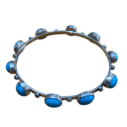 Sterling Silver & Turquoise Link Bangle