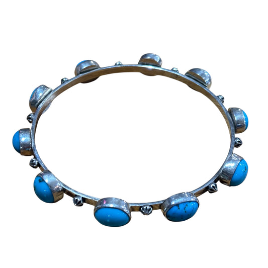 Sterling Silver & Turquoise Link Bangle
