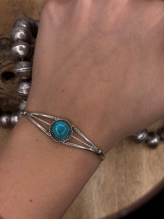 Kingman Turquoise Cuff #5 by Esther White, Navajo