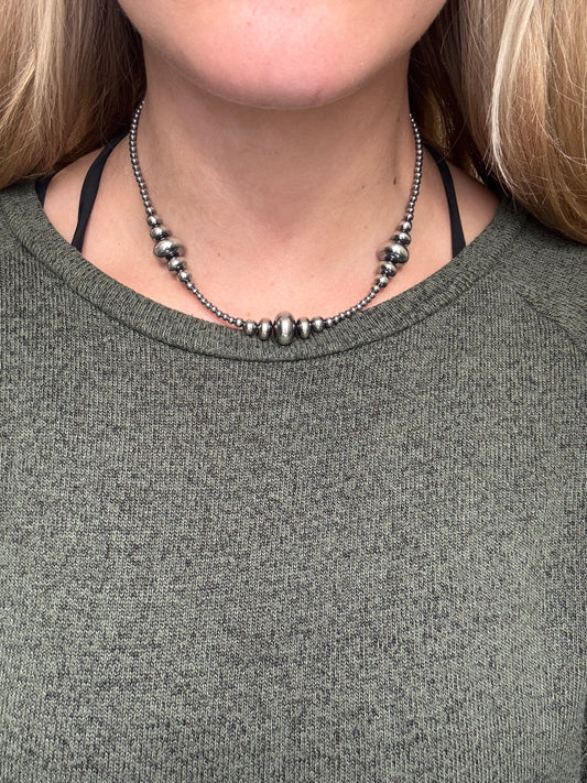 16” 3-14mm #911-24 Rondelle Sterling Pearls Necklace