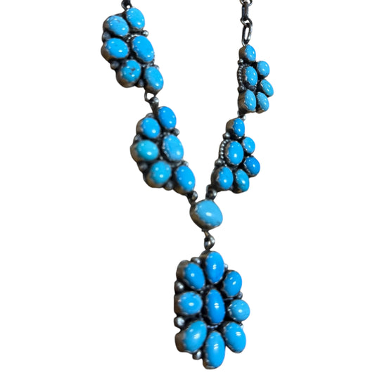 Turquoise Cluster Necklace by Artist Ella Peters, Navajo