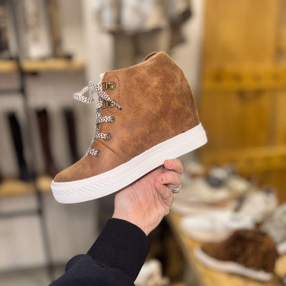 Keep It Fleece Hidden Wedge Lace Up Sneaker Style Shoe