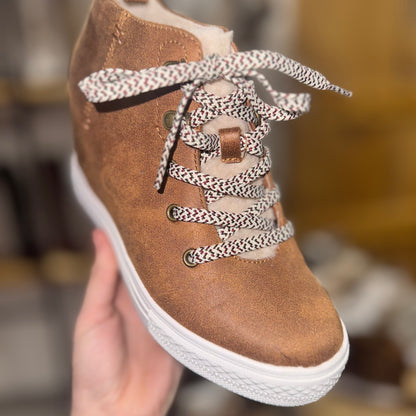 Keep It Fleece Hidden Wedge Lace Up Sneaker Style Shoe