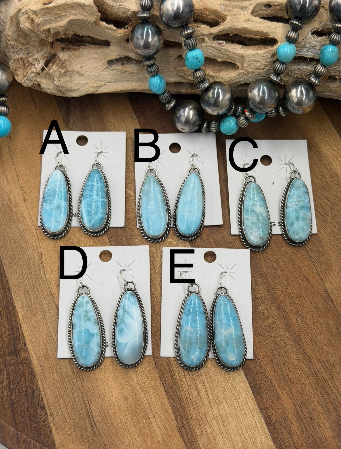 Larimar Earrings #811-15 by Chassity Belone, Navajo