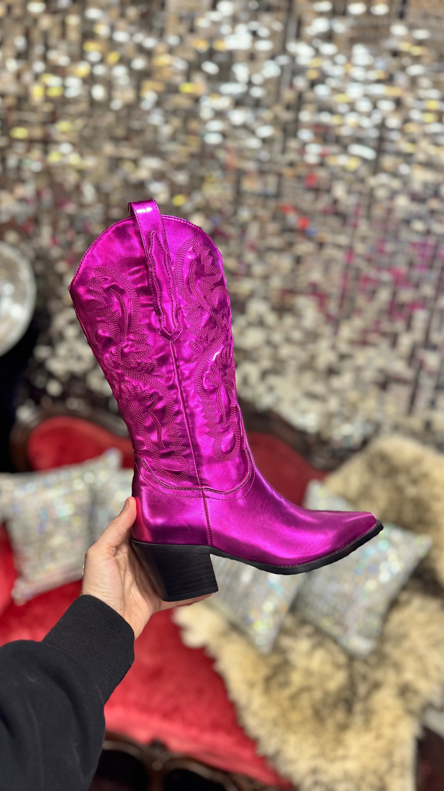 Dancing Queen Metallic Pink Cowboy Boot