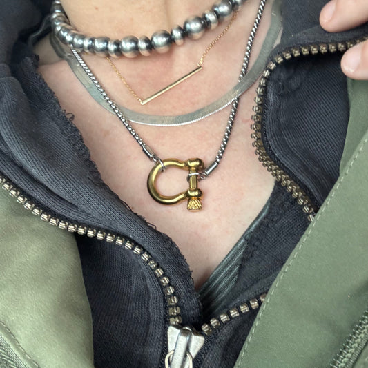 The Clevis Necklace – Rhodium, 18”