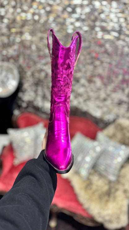Dancing Queen Metallic Pink Cowboy Boot